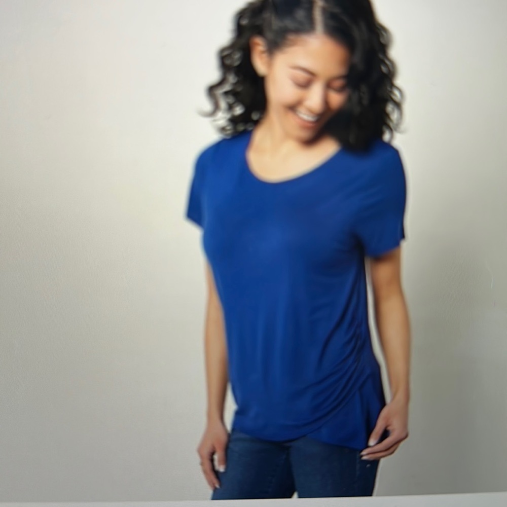 Belle by Kim Gravel tulip him short sleeve T-shirt size XXS Nautical Navy